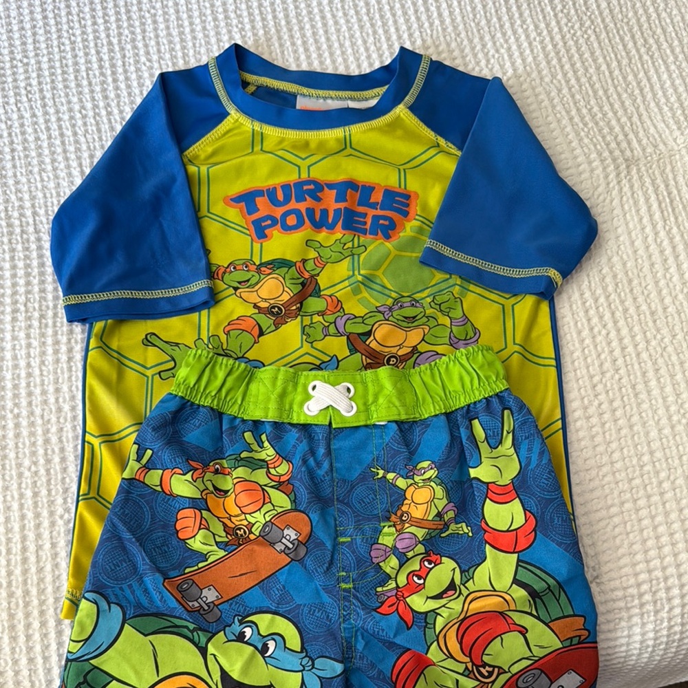 Turtle Power Kids Set Piece Swimsuit - Blue and Green